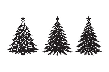 Christmas tree silhouette Bundle, Christmas tree silhouette vector illustration