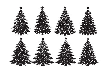 Fototapeta premium Christmas tree silhouette Bundle, Christmas tree silhouette vector illustration