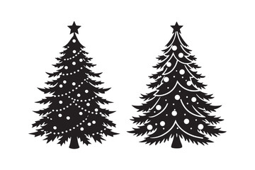 Christmas tree silhouette Bundle, Christmas tree silhouette vector illustration