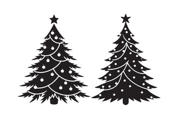 Christmas tree silhouette Bundle, Christmas tree silhouette vector illustration