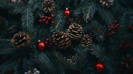 Christmas pinecones and branches
