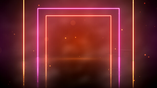 Neon Light Stage with Colorful Lights and Particles Party and Events Background