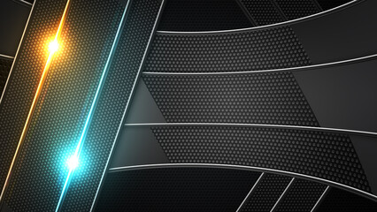 Perforated Metallic Panels with Light Lens Flares Abstract Background