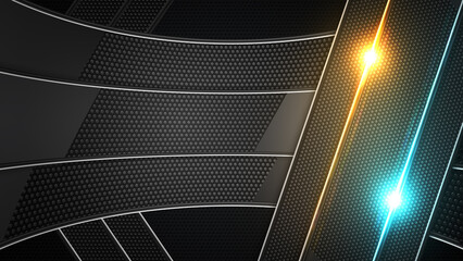 Perforated Metallic Panels with Light Lens Flares Abstract Background