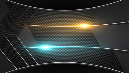 Perforated Metallic Panels with Light Lens Flares Abstract Background