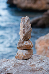 Stone pyramids on the beach