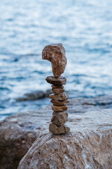 Stone pyramids on the beach