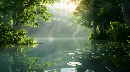 Fototapeta premium Discover Nature's Treasure: Secluded Heart-Shaped Lake from Above 