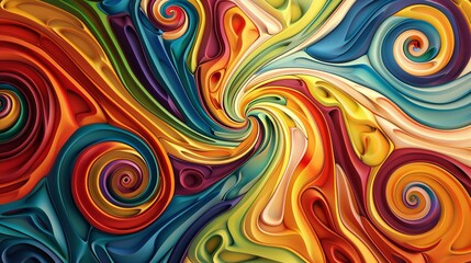 An enchanting abstract piece with swirling colors creating mesmerizing patterns, captivating the viewer with its dynamic energy and vibrant artistic expression.