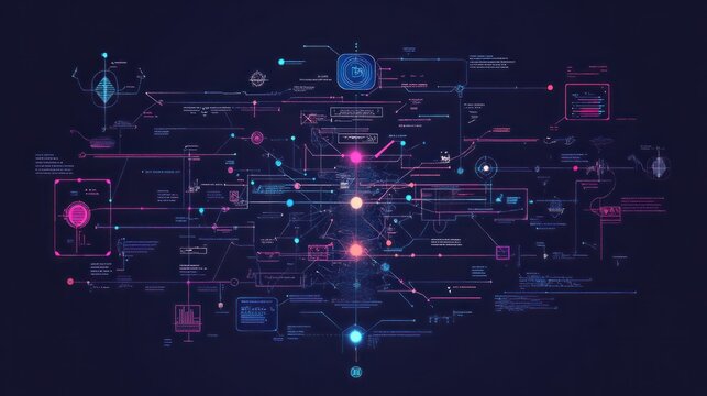 Software development flowchart diagram showing branching merging pull request commit master development and release version process workflow for business Distributed version control Gi : Generative A
