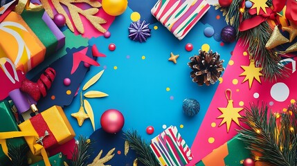 Obraz premium Christmas vibrant pop-art inspired holiday designs