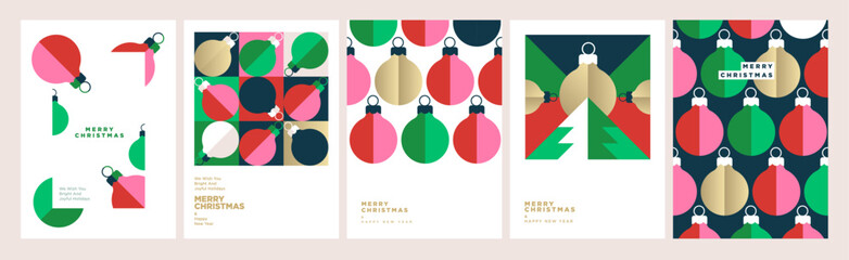 Set of Christmas and New Year Cards. Modern vector illustration concepts for graphic and web design, social media banner, marketing material.