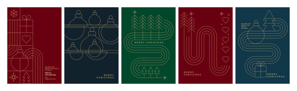 Set of illustrations on the theme of Christmas and New Year. Vector concepts for greeting card, party invitation card, website banner, social media banner, marketing material.