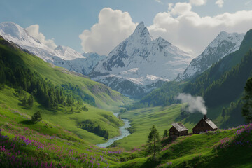 Obraz premium Panorama of an alpine landscape