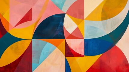Obraz premium A contemporary abstract painting features bold geometric shapes and a palette of contrasting colors, representing modern art and expressive emotion.