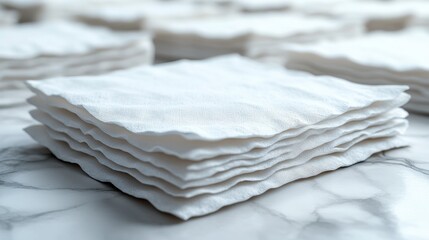 Elegant White Napkins Arranged on a Clean Blank Background for Versatile Copy Space Usage