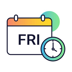 Calendar with Friday Marked. Icons Included: Schedule, Weekend Planning, Work-Life Balance