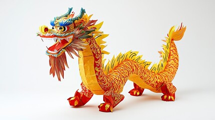 Obraz premium Colorful paper dragon model with intricate designs and details