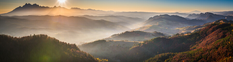 Zachód słońca z Wysokiej, Pieniny