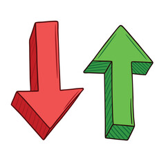 Vector Cartoon Color Illustration - Red Arrow Down and Green Arrow Up illustration