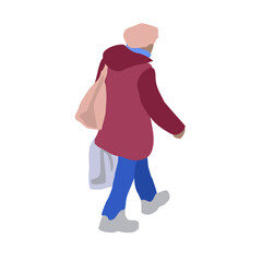 2D image of a person in autumn clothes for use as an entourage. Flat city vector infographic.