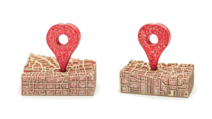 Red Location Pins on a Map Set Isolated With Transparent Background Generative AI