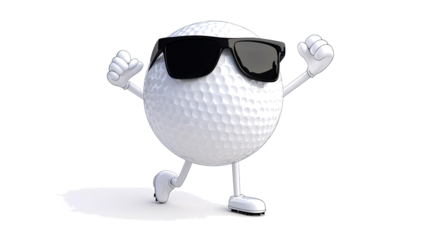 Cartoon-style Golf Ball Character With Sunglasses and Playful Pose Generative AI