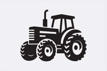 A black vector of a tractor silhouette.