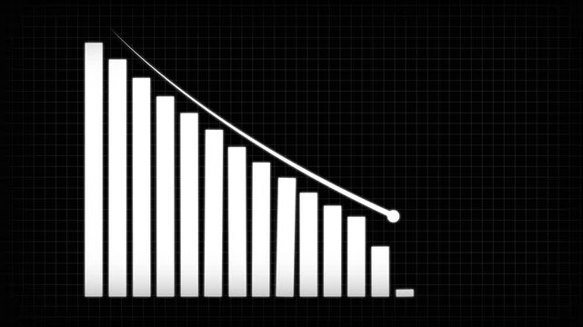 Down business graph icon .business or finance concept icon. Abstract decreasing business graph chart animation background.