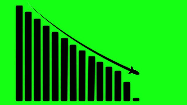 Down business graph icon .business or finance concept icon. Abstract decreasing business graph chart animation background.