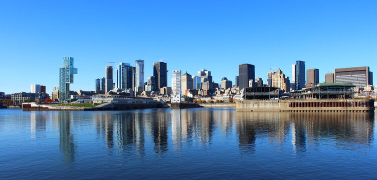 Montreal Skyline reflecting on St Lawrence River
