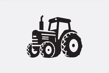 A black vector of a tractor silhouette.