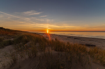 Sunset at Baltic sea beach in Latvia at Autumn