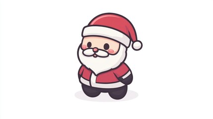Cute Christmas character Santa Claus in red coat and hat