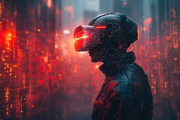 Futuristic Helmet with Glowing Visor