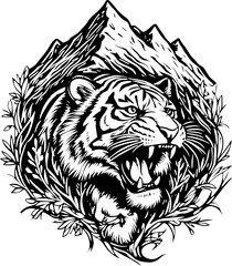tiger head mountain illustration