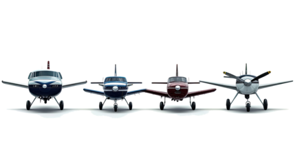 Front View Airplanes on Transparent Background Generative AI