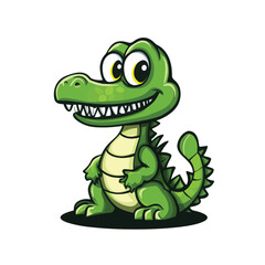Fototapeta premium a green crocodile with a smileng image
