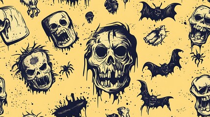 Halloween light gray background with minimalist ghost shapes