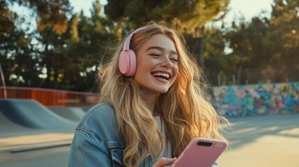The Happy Girl with Headphones