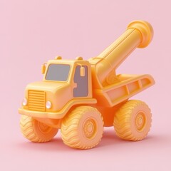 Naklejka premium Cheerful Construction Crane Toy on Pink Background