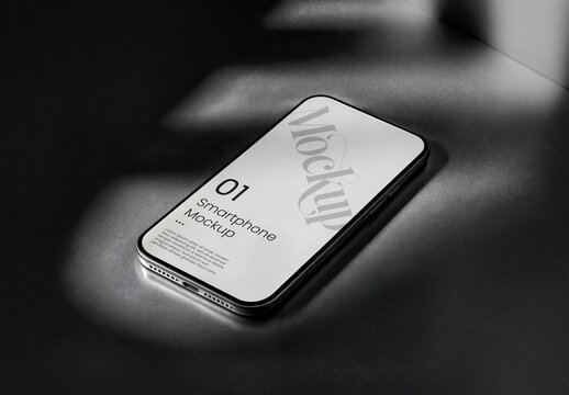 Phone Mockup on Dark Surface