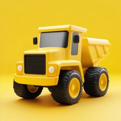 Vibrant Yellow Toy Dump Truck Against a Solid Background