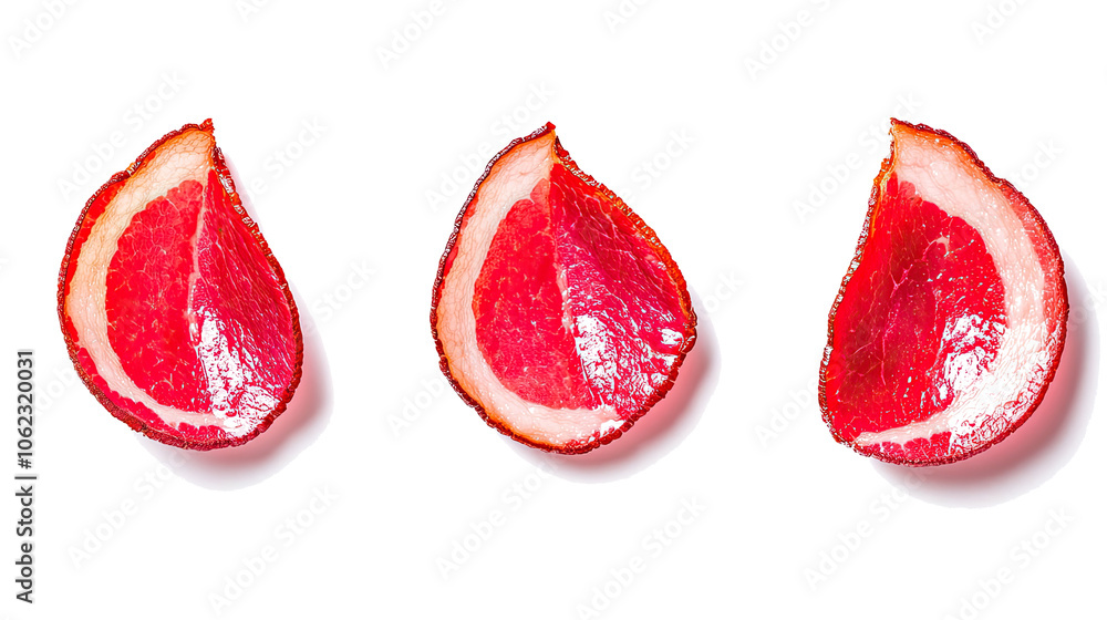 Poster collection of delicious bacon slices on a transparent background generative ai
