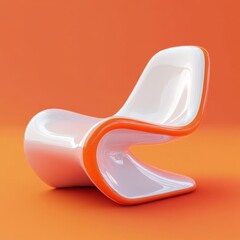 Avant-Garde Orange and White Minimalist Lounge Chair