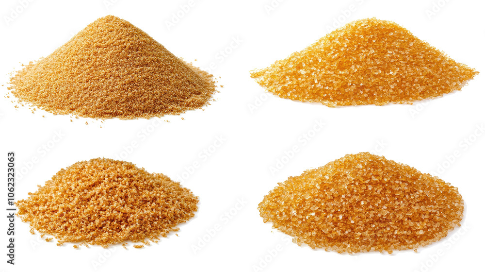 Poster fine and coarse sand collection isolated on a transparent background generative ai