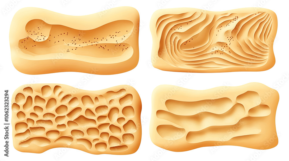 Poster varied textures of beach and desert sands on transparent background generative ai