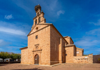 General perspective view of the Jesún del Llano hermitage in Baños de la Encina, Jaen, Andalucia, Spain, with daylight