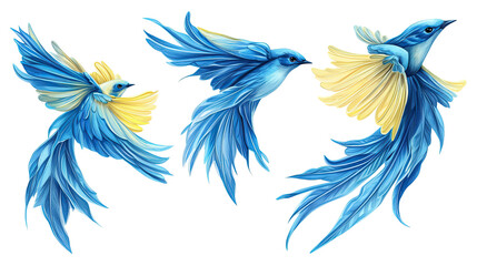 Fototapeta premium Beautiful Blue and Yellow Blue Tits Flying Gracefully in Mid-Air Generative AI