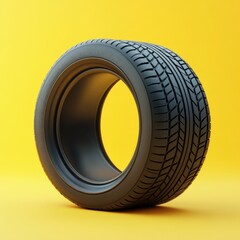 Obraz premium High-Performance Tire on a Vibrant Yellow Background